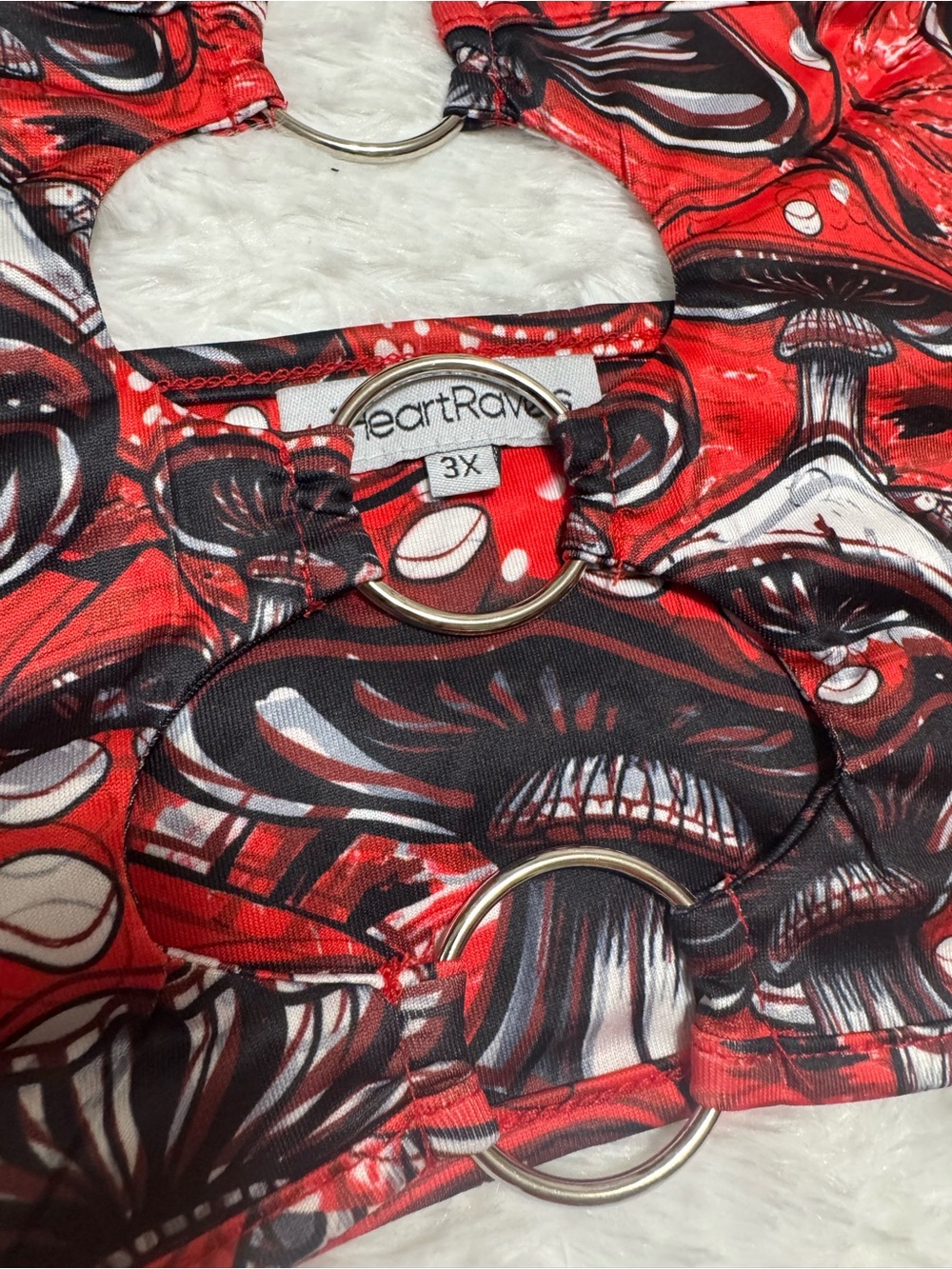 New 3x red mushroom crop tank top shirt Alice nocturnal beyond festival rave boh - Picture 3 of 3